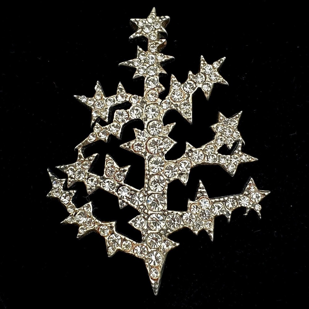 MMA Fabergé Brooch Sterling Silver Crystal Celestial‎ Star Christmas Pin Pendant
